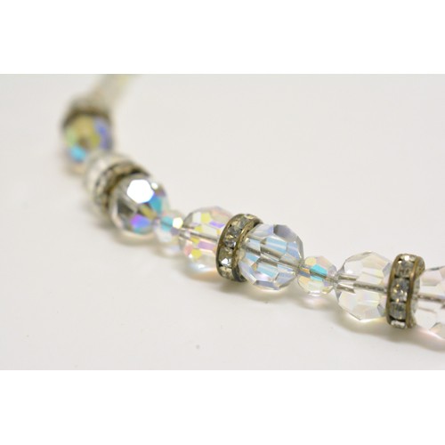 316 - Australian opal pendant and chain with original box together with crystal glass faceted  necklace wi... 