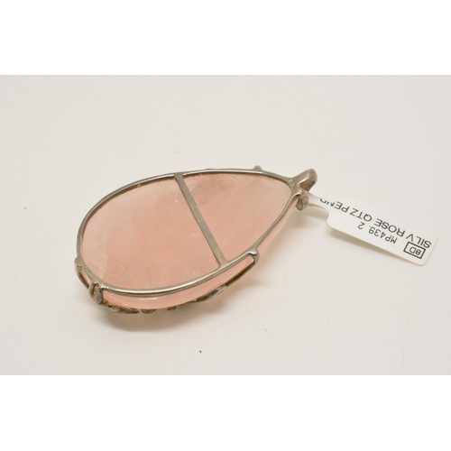 318 - Rose quartz and silver pendant, approx L4.5cm, new with tags. Pleae also see Lot 369 for other penda... 