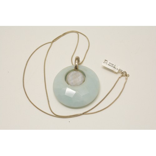 322 - Silver Amazonite bracelet, with ring and Amazonite and blue lace agate necklace, all stamped 925, ne... 