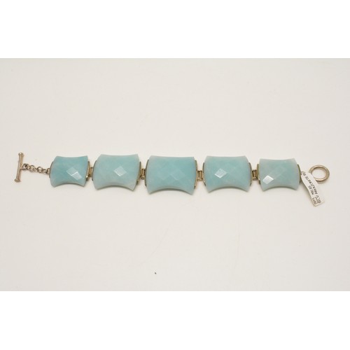 322 - Silver Amazonite bracelet, with ring and Amazonite and blue lace agate necklace, all stamped 925, ne... 