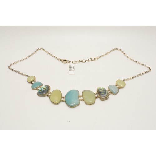 325 - Silver jade and amazonite, abalone silver necklace, new with tag