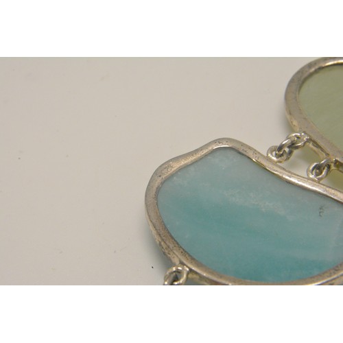 325 - Silver jade and amazonite, abalone silver necklace, new with tag