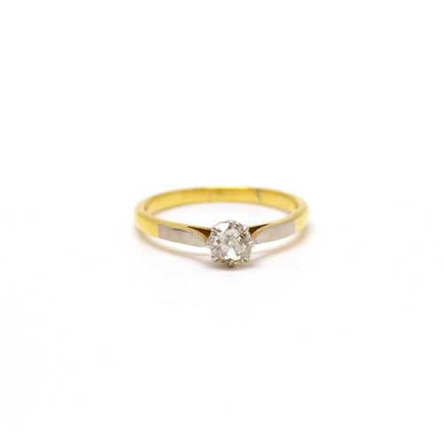 342 - 18ct yellow gold / platinum diamond solitaire ring, size N, gross weight 2.4g, together with one oth... 