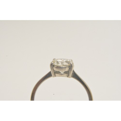 344 - Platinum solitaire ring set with round brilliant cut diamond, approx 1.5ct, approx colour J/K, appro... 