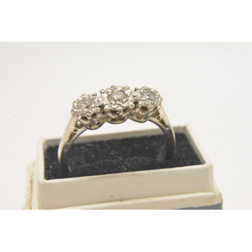 353 - Diamond trilogy ring, white gold marked 15ct. gross weight 4g. approx size O.