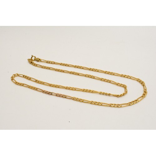 354 - 9ct yellow gold Figaro style necklace approx L18