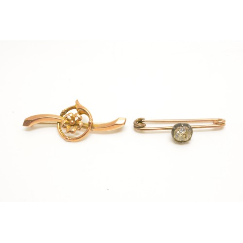 357 - Two vintage brooches, stamped 9ct. AF