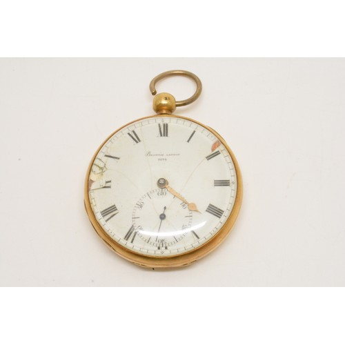 365 - 18ct full hunter gold pocket watch, white enamel dial with black roman numerals,  Barwise London 889... 