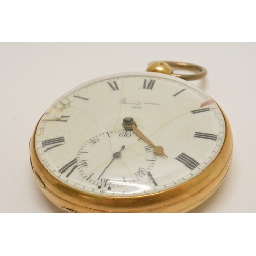 365 - 18ct full hunter gold pocket watch, white enamel dial with black roman numerals,  Barwise London 889... 