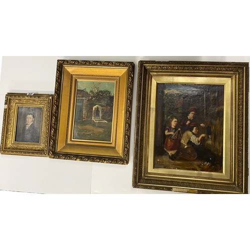 80 - 3 gilt framed oil paintings of some age.
An oil on canvas Portrait of a Victorian gentleman. (approx... 