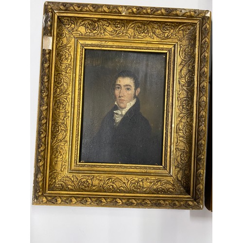 80 - 3 gilt framed oil paintings of some age.
An oil on canvas Portrait of a Victorian gentleman. (approx... 