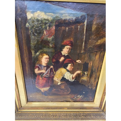 80 - 3 gilt framed oil paintings of some age.
An oil on canvas Portrait of a Victorian gentleman. (approx... 