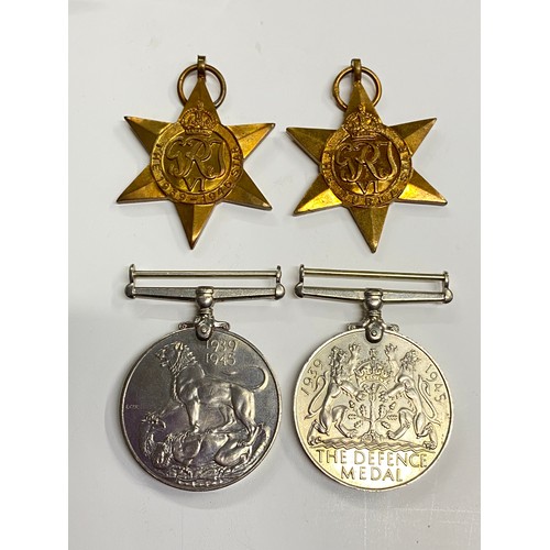 236A - WW2 medals - Defence medal,  Service Medal, 1939-45 star, Burma Stars, with  ribbons together with s... 