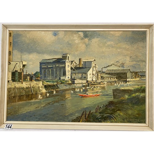 144 - Framed Original oil on board entitled 'The Mill' Maldon, Essex, signed lower right A G Horner 1967. ... 