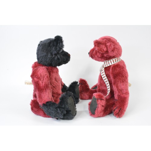 3 - x 2 Beardwell Red bears with suede paws and pads, one wearing neck tie and badge . height approx.34 ... 