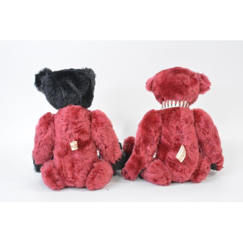 3 - x 2 Beardwell Red bears with suede paws and pads, one wearing neck tie and badge . height approx.34 ... 