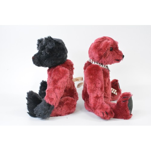 3 - x 2 Beardwell Red bears with suede paws and pads, one wearing neck tie and badge . height approx.34 ... 