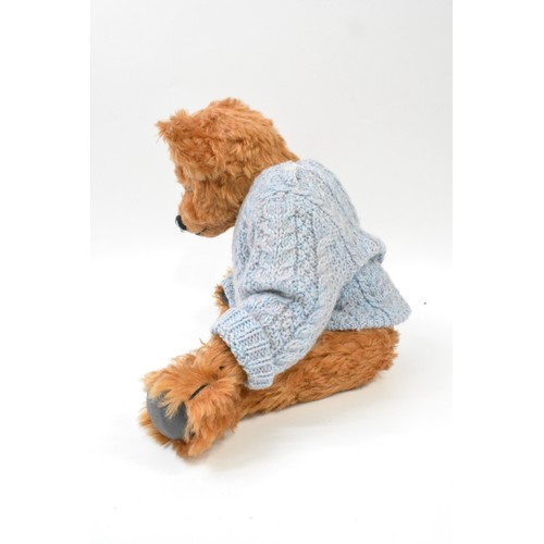 6 - Beardwell dressed bear with blue jumper, paws and pads are leather, approx size 48cms [19