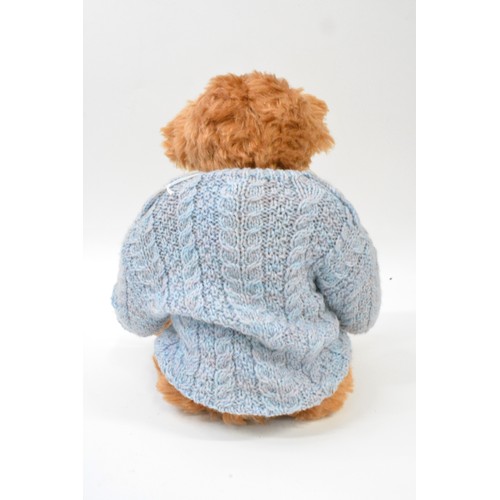 6 - Beardwell dressed bear with blue jumper, paws and pads are leather, approx size 48cms [19