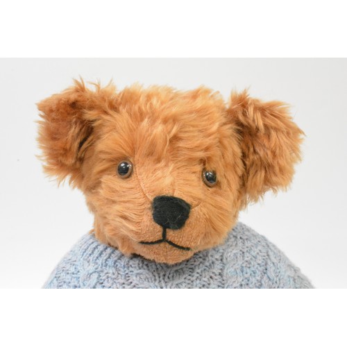 6 - Beardwell dressed bear with blue jumper, paws and pads are leather, approx size 48cms [19