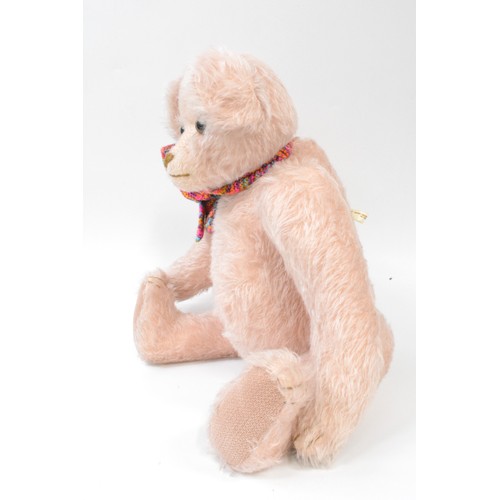 10 - Pale pink Beardwell bear with multicoloured scarf, size 50 cms [19.5