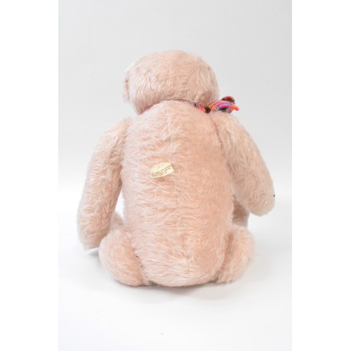 10 - Pale pink Beardwell bear with multicoloured scarf, size 50 cms [19.5