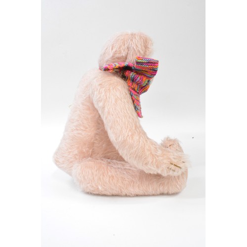 10 - Pale pink Beardwell bear with multicoloured scarf, size 50 cms [19.5