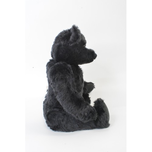 14 - Black Bearwell bear with black eyes, suede paws and pads, moveable limbs, height approx. 39 cms [15