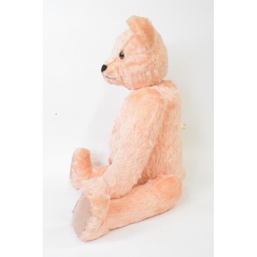 17 - Beardwell peach/pink bear with suede paws and pads, height 56 cms [22