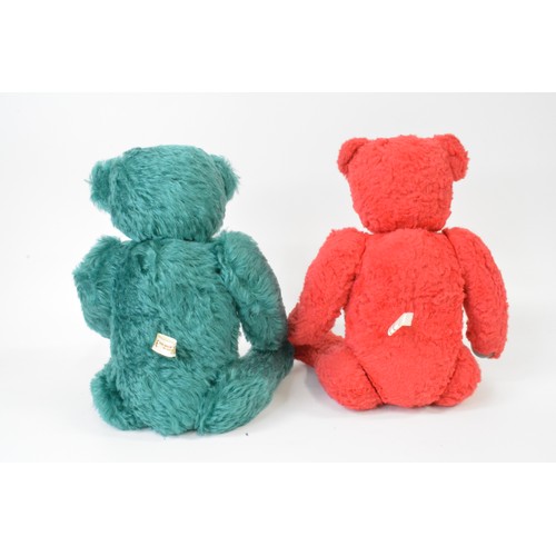 19 - x 2 Beardwell Bears, one green called 'Jake' and one red bear, both with moveable limbs. approx. hei... 