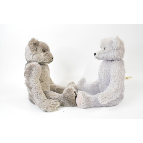 26 - Two bears made and designed by Beardwell, lilac bear with suede paws and pads, mink coloured bear ha... 