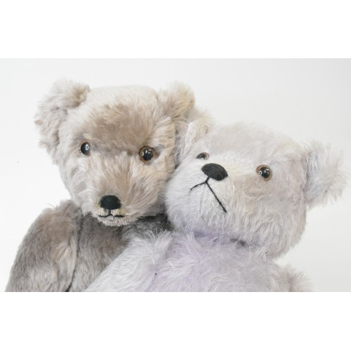 26 - Two bears made and designed by Beardwell, lilac bear with suede paws and pads, mink coloured bear ha... 