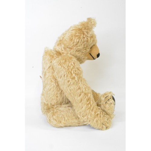 28 - Honey blonde Beardwell designed bear with leather paws and pads, height 56 cms [22