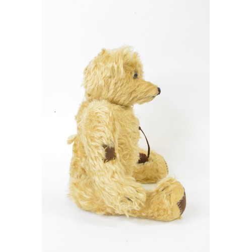 34 - Light brown Beardwell 'patches' bear with red heart and key, moveable limbs, height 38 cms [15