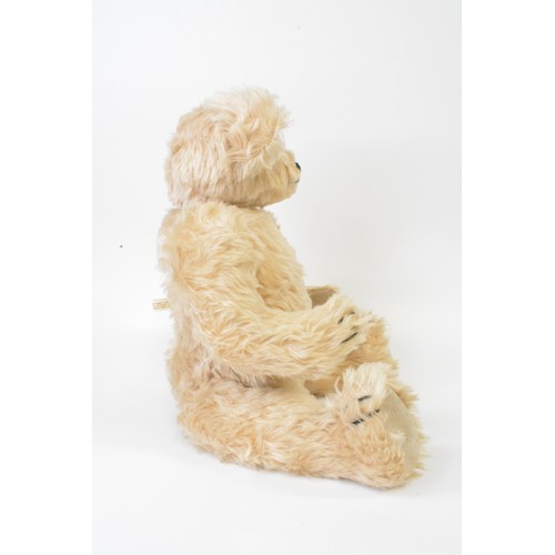 35 - Champagne coloured Beardwell bear with suede paws and pads, moveable limbs, height 48 cms [19