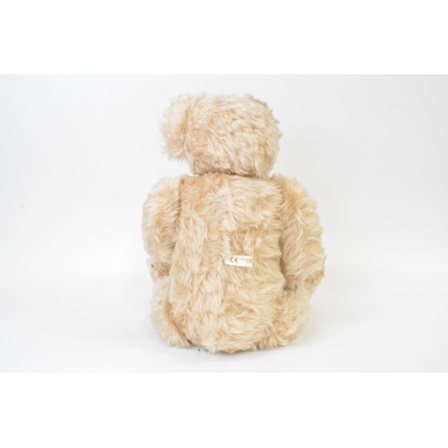 35 - Champagne coloured Beardwell bear with suede paws and pads, moveable limbs, height 48 cms [19