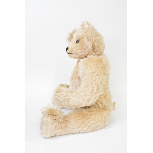 35 - Champagne coloured Beardwell bear with suede paws and pads, moveable limbs, height 48 cms [19