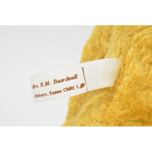 45 - Yellow Beardwell bear with suede paws and pads, moveable limbs, approx. height 35 cms [14