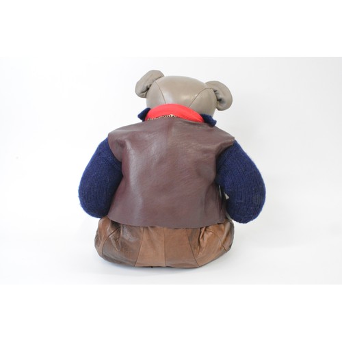 51 - Leather  bear with suede pads and paws by B.M.Beardwell, height 46 cms [18