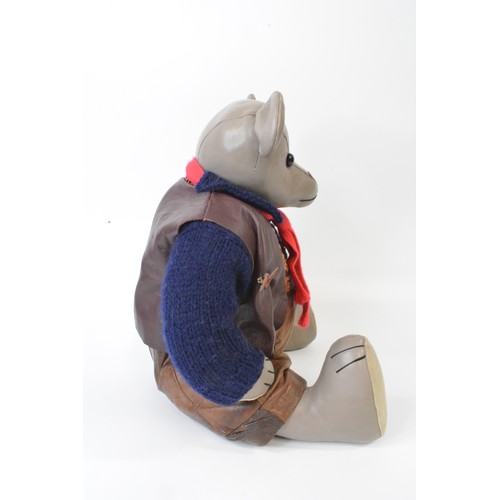 51 - Leather  bear with suede pads and paws by B.M.Beardwell, height 46 cms [18