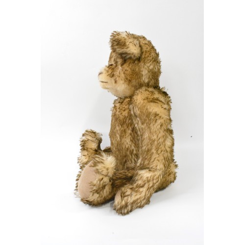 58 - B.M.Beardwell designed and made bear named 'HAPPY' with two toned colours, light blonde and brown, m... 