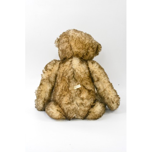 58 - B.M.Beardwell designed and made bear named 'HAPPY' with two toned colours, light blonde and brown, m... 