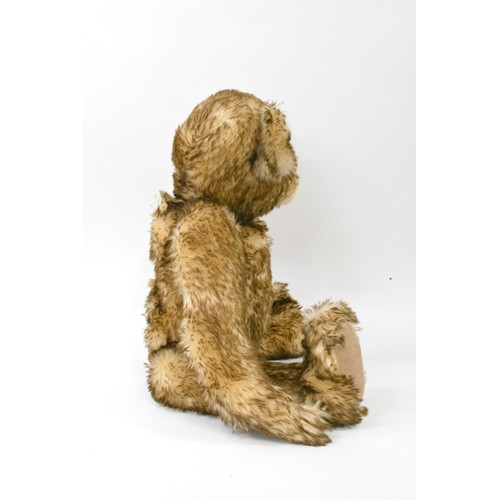 58 - B.M.Beardwell designed and made bear named 'HAPPY' with two toned colours, light blonde and brown, m... 