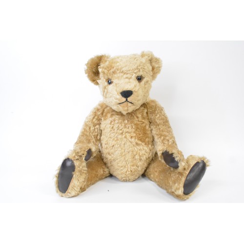 62 - Beardwell honey coloured bear with leather paws and pads, moveable limbs, height 48 cms [19