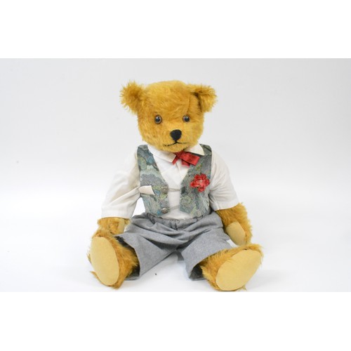 63 - Bride Groom Beardwell bear, approx height 45 cms with suede paws and pads.  Dressed in shirt, waistc... 