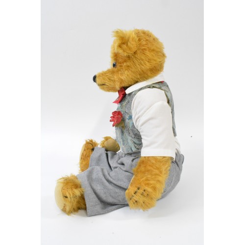 63 - Bride Groom Beardwell bear, approx height 45 cms with suede paws and pads.  Dressed in shirt, waistc... 