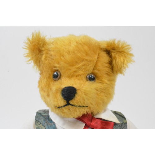 63 - Bride Groom Beardwell bear, approx height 45 cms with suede paws and pads.  Dressed in shirt, waistc... 