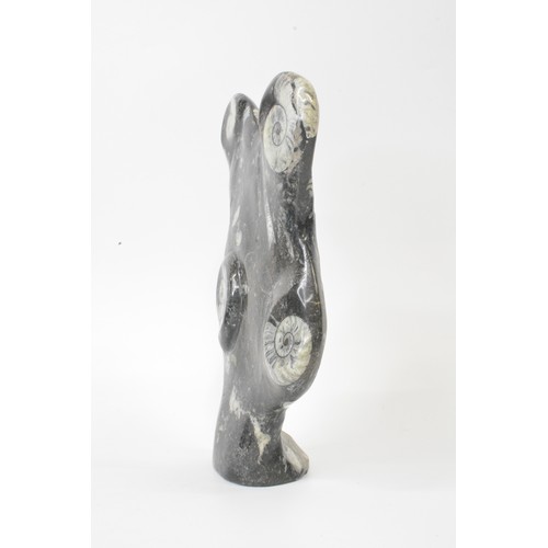 105 - Goniatite and orthoceras fossil sculpture, approx height 31cm