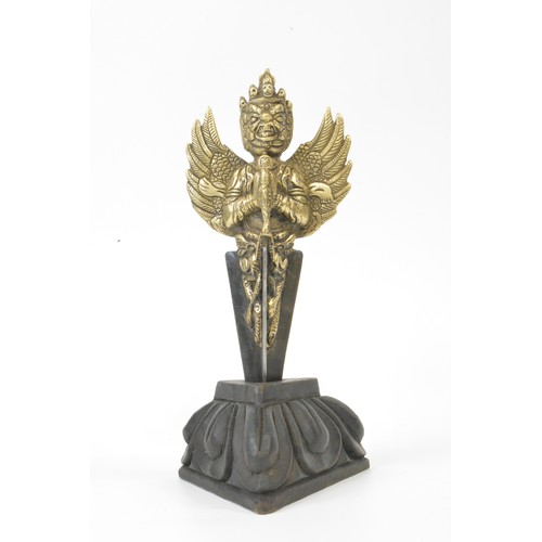 110 - Tibetan Buddhist Phurba, mahakala head  dagger with stand, for display purposes