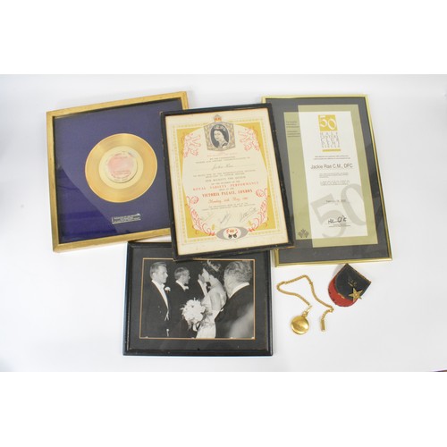 132 - Music Memorabilia Interest - Jackie Rae Framed  CBS Andy Williams 'Happy Heart' golden Disc presente... 